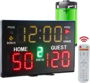 Battery Powered Electronic Basketball Scoreboard Timer Clock with Buzzer, Portab