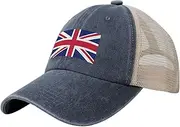 [Generic] Flag of United Kingdom Cowboy Mesh Baseball Cap for British Man Woman Outdoor Adjustable Denim Hat