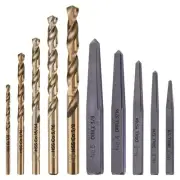 10 Pcs Easy Out Screw Extractor Set & M35 HSSCO Left Hand Drill Bit Set, Stra...