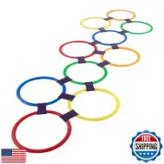 Hey! Play! Hopscotch Ring Game-10 Multi-Colored Plastic Rings and 15 Connecto