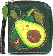 [CHALA] Zip Around Wallet, Wristlet, 8 Credit Card Slots, Sturdy Pu Leather, Avocado - Dark Green, ONE SIZE