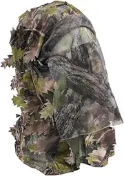 Fousam 3D Camouflage Leafy Full Face Mask Headwear, 2-in-1 Adjustable Hat Mask Netting, Sniper Veil for Ghillie Suit, Hunting