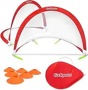 GoSports Portable Pop Up Soccer Goals for Backyard - Kids and Adults - Set of 2 Nets with Agility Training Cones and Carrying Case (Choose from 2.5', 4' and 6' Sizes)