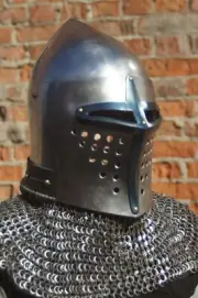 Medieval Barbuta Helmet Bassinet 16 Gauge Knights Templar Crusader Armour Helmet
