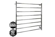 AGUZZO EZY FIT Heated Towel Rail - Round Tube - Dual Wired - (W900mm x H920mm) - Brushed Nickel