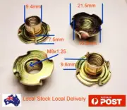 Tee Nut Prong M8 8mm Metric T Tee Nut Blind Timber Wood Yellow Zinc Plated Steel