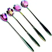 Dealcase Coffee Scoops, Stirring Spoon, Stainless Steel Creative Spoon for Tea、Cake、Sugar、Dessert Ice Cream Spoon Kitchen Seasoning Or Spice Spoon, 1 Set Contain 8 Different Pattern Rainbow - 4