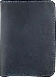 [Hide & Drink] Double Passport Cover Handmade from Full Grain Leather, Holds Cards Plus Folded Bills & Travel Key, Classic Organizer, Slate Blue, Classic