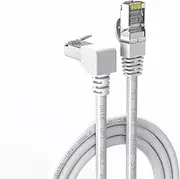 90 Degree Cat6 Ethernet Cable White Down/UP Right Angled CAT 6 Ethernet Patch Cables Gigabit Network Cord RJ45 90 Degree Adapter (Downward Angle, 10FT)