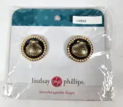 Lindsay Phillips Shoe Snaps Round Metal Conch Shell With Pearls Interchangeable