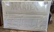 New Atelier Martex Point Twin Flat Sheet Ivory/ White Percale Embroidery NIP