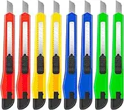 8Pack Utility Knife Box Cutters(9MM Wide Blade Cutter 4 Colors) Exacto Knife Retractable, Compact, Extended Use for Heavy Duty Office, Home, Arts Crafts, Hobby