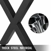 Set of 2 Steel Table Legs, 16'Height 15'Wide Dining Table Legs, Heavy Duty 3.1" Square Box Section X Frame Table Legs, 16x15x3.1 Inch Black Color Industrial Country Style Metal Dining Legs
