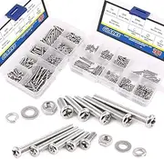 Glarks 560-Pieces M2 M3 Pan Head Phillips Stainless Steel Screws Bolts Nuts Lock and Flat Gasket Washers Assortment Kit