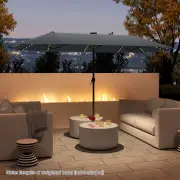Costway3.9 m Large Patio Umbrella with LED Solar Lights for Garden-Grey