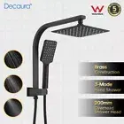 Decaura 8" Shower Head Set Rain and Handheld Square Matte Black Gooseneck Arm
