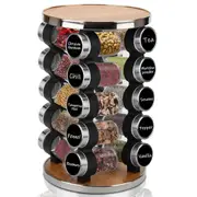 Spices Rack Organizers With 20 Glass Jars for Kitchen Cabinet Countertop
