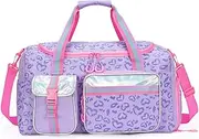 [Oruiji] Kids Duffle Bag Girls Travel Bag Gifts Overnight Bag Girls Women Tote Bag, Love Purple
