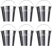 6pcs Serving Buckets Mini Metal Bucket for Icing French Fries,10.5 x 7.2 x 10.5 cm