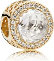 PANDORA Authentic 14K Gold Charm Radiant Hearts CZ Charm New In Box