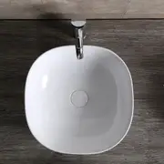 410*410*145mm Square Gloss White Ceramic Above Counter Basin