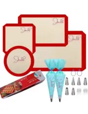 Silicone Baking Mat 4 Pc. Set With 12 Pc. Cake Decorating Kit