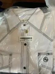Western Welder Classic black Snap Button Shirt white Men’s Small