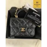 法國 CHANEL 香奈兒 手工坊 走秀 爆款 黑色 小羊皮 手提把 金鍊 斜背 口蓋 零錢包