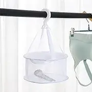 Mini Mesh Shower Dry Basket, Hanging Drying Net, Bath Organizer Storage for Makeup Brush, Beauty Sponge Blender, Windproof Airing Drip Dryer Rack for Bathroom, Laundry (White - with lid)