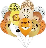20Pcs/Pack Safari Balloons Latex Animal Balloons Tiger leopard Zebra Pattern Balloon Jungle Animals Kids Party Supplies Wildlife Print Balloons for Zoo Themed Birthday Decorations Backdrop, 12 Inches