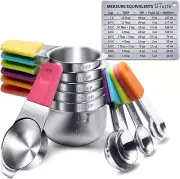 18/8 Stainless Steel Magnetic Measuring Cups & Spoons Set - Kitchen Upgrade