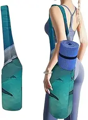 JKLQWH Dolphins Underwater Printed Yoga Mat Bag Long Tote with Pockets for Your Yoga Accessories Exercise Yoga Mat Carrier Holder Multi-Functional Storage Bag Holds Most Pilates Mats