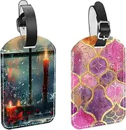 [CWAGFEQZ] 2-Pc Luggage Tags for Suitcases,Travel Tags for Luggage,Vintage Watercolor Moroccan