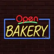 NEW "OPEN BAKERY" w/BORDER 33x18x1 INCH LED FLEX WINDOW/WALL INDOOR SIGN 35416