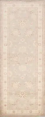 Bohemian Chobi Peshawar Oriental Runner Rug Hand-Knotted Grey 3x8 ft