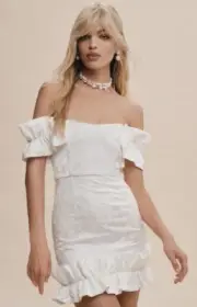 NWT V. Chapman Anthropologie Hollyhock Ruffled Corset Mini Dress White 6