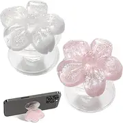T Tersely 2Pack Cell Phone Holder for Kindle, Cute 3D Flower Shape Collapsible Stand Expandable Multi Functional Mobile Phone Grip Stand Holder for Smartphone Tablet Cell Phone Accessory