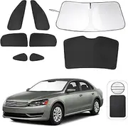 8PCS YYCKE Window Shades for Passat 2012-2022 for Volkswagen VW Accessories Car Side Full Windows Rear Triangular Windshield Sun Shade Sun UV Rays & Privacy Protection for Camping,Napping,and Relaxing