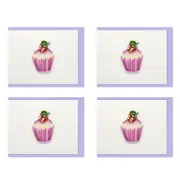 4x Boyle Handmade Paper Quilled 8.5x6.4cm Mini Greeting Card Strawberry Cupcake