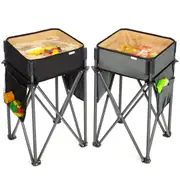Costway 2pcs Folding Picnic Tables Outdoor Camping tables Portable Side Storage Organizer
