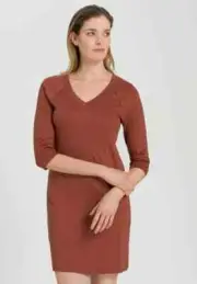 NWT- HANRO Pure Essence 3/4-Sleeve Short Cotton Nightgown, Marsala - Size Small