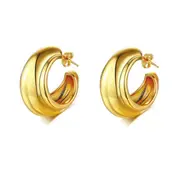 Culturesse Blakely Chunky Bowl Huggie Earrings Titanium Steel18k Gold Plating