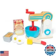 Melissa and Doug Wooden Make-a-Cake Mixer Set (11 pcs) - Play Food and Kitche