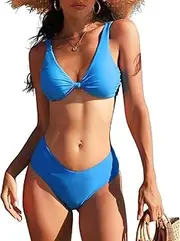 [Generic] Women's Bikini Set High Waisted Sexy Swimsuits V Neck High Cut Two Piece Bathing Suit