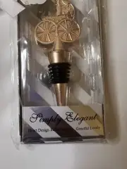 Wine Bottle Stopper Rose Gold Metal Baby Shower Theme Baby Carriage Gift Tag