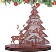 Light Up Nativity Scene, Christmas Nativity Scene, LED Nativity Table Ornament, Nativity Scene with Lights, Christmas Nativity Scene with LED Light for Home Shelves Table
