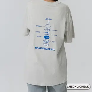 Check2Check-HAMBURGER圖像短T 純棉 雙面印花 寬鬆潮流 情侶短袖【CB02-020340】[現貨]