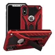 For iPhone XS & X Case, Armour Strong Shockproof Tough Cover with Kickstand, Red