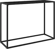 VRAXO Console Table Black 100x35x75 cm Tempered Glass -7.38KG,322812