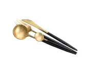 Gold Dipped Elegant Cutlery Flatware - Black And Gold